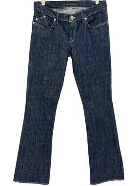 Rock & Republic Women's Navy Denim Jeans Size 31 Kasandra Flared Leg Mid Rise